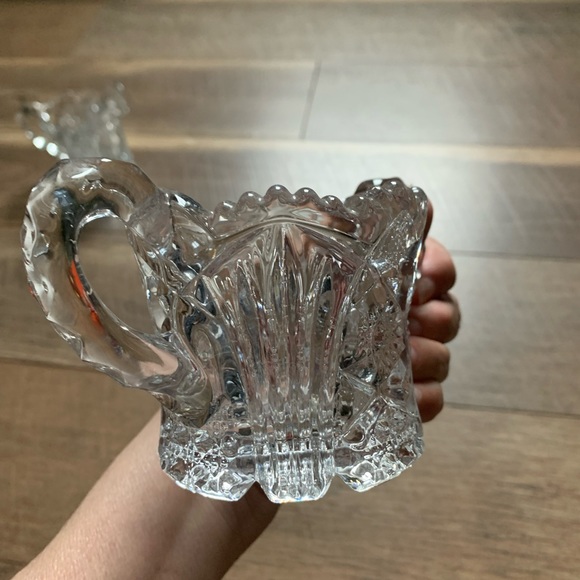 Antique Imperial Glass Nu-Cut #212 Open Sugar Bowl And Creamer Set c 1913 - Picture 3 of 9